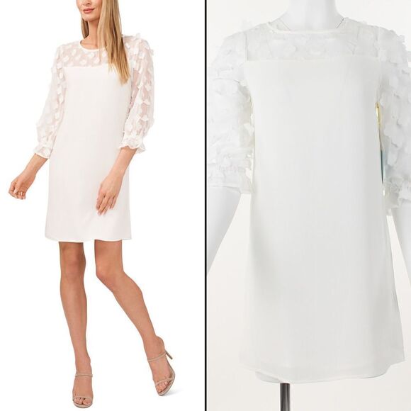 CeCe Women's Mixed-Media Clover-Clip Dress - Picture 1 of 5